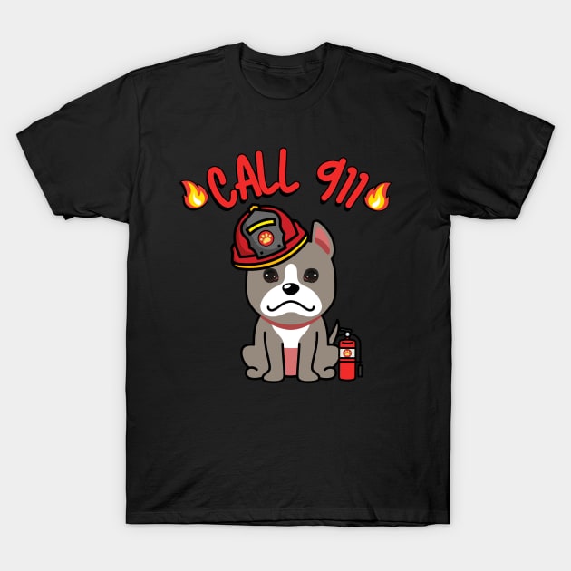 Cute grey dog is a firefighter T-Shirt by Pet Station
